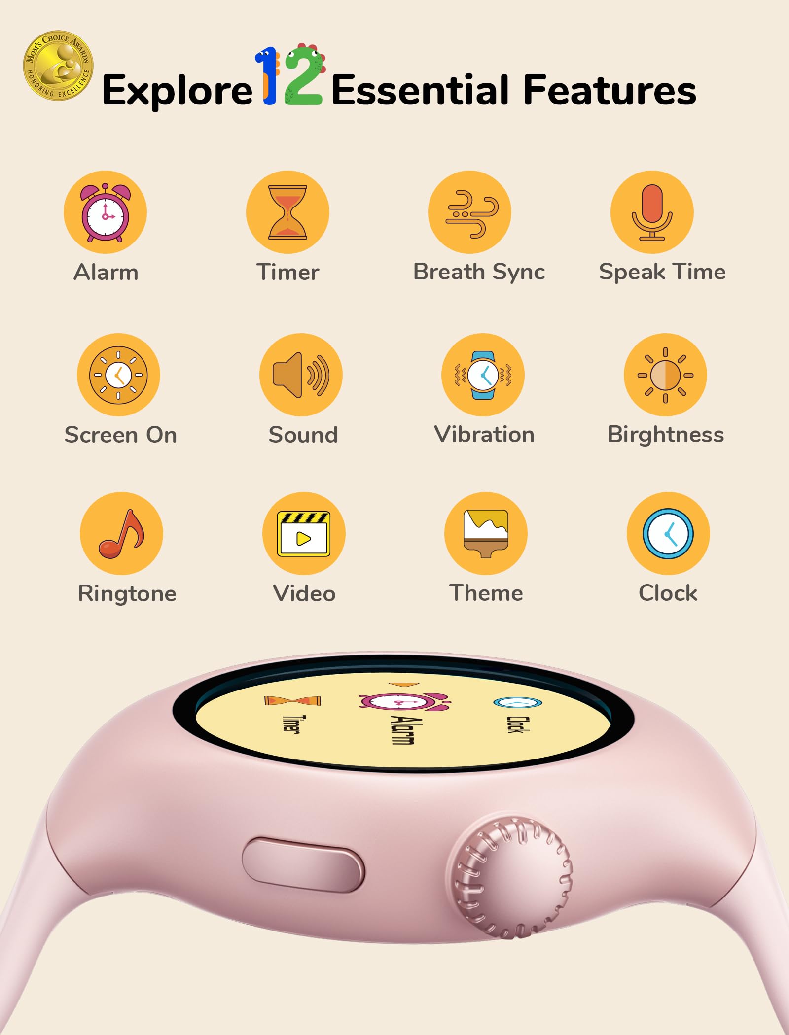 NehNeh Baby pink music reminders screen adds engaging cues for daily tasks.