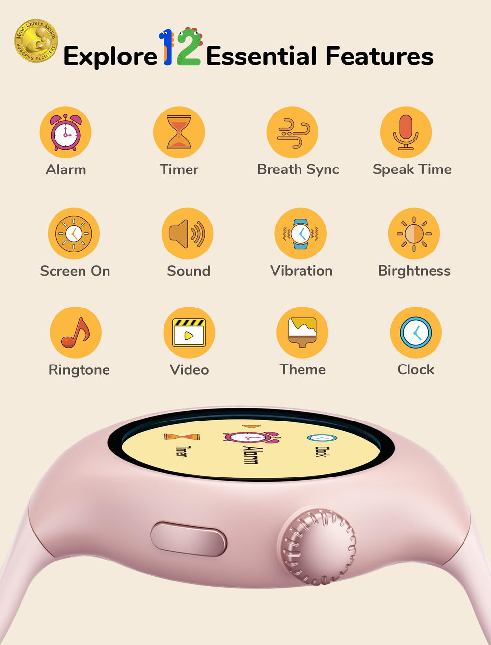 NehNeh Baby pink music reminders screen adds engaging cues for daily tasks.