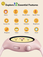 NehNeh Baby pink music reminders screen adds engaging cues for daily tasks.