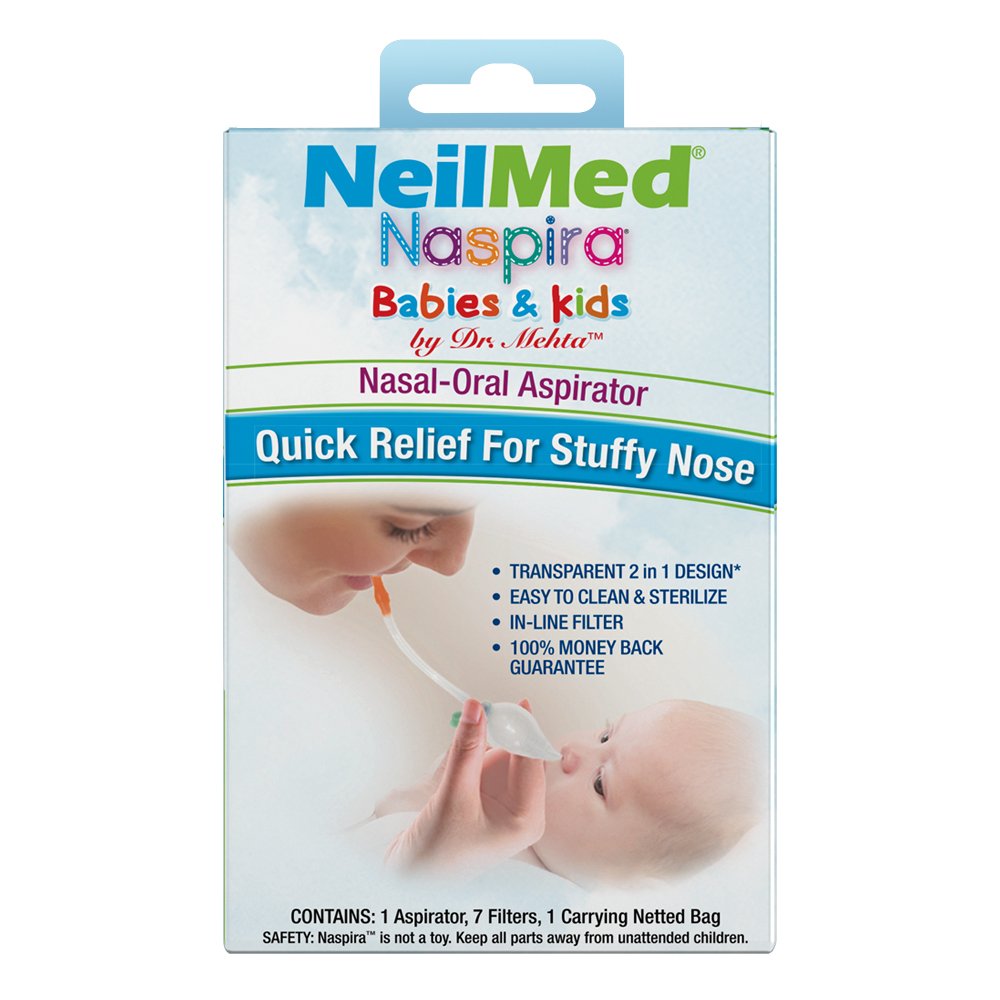 NeilMed Naspira 2-in-1 design in use demonstrates dual-functioning as bulb and aspirator.