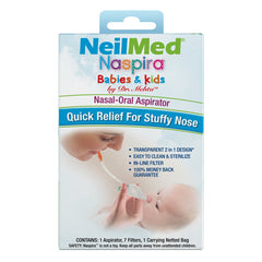 NeilMed Naspira 2-in-1 design in use demonstrates dual-functioning as bulb and aspirator.
