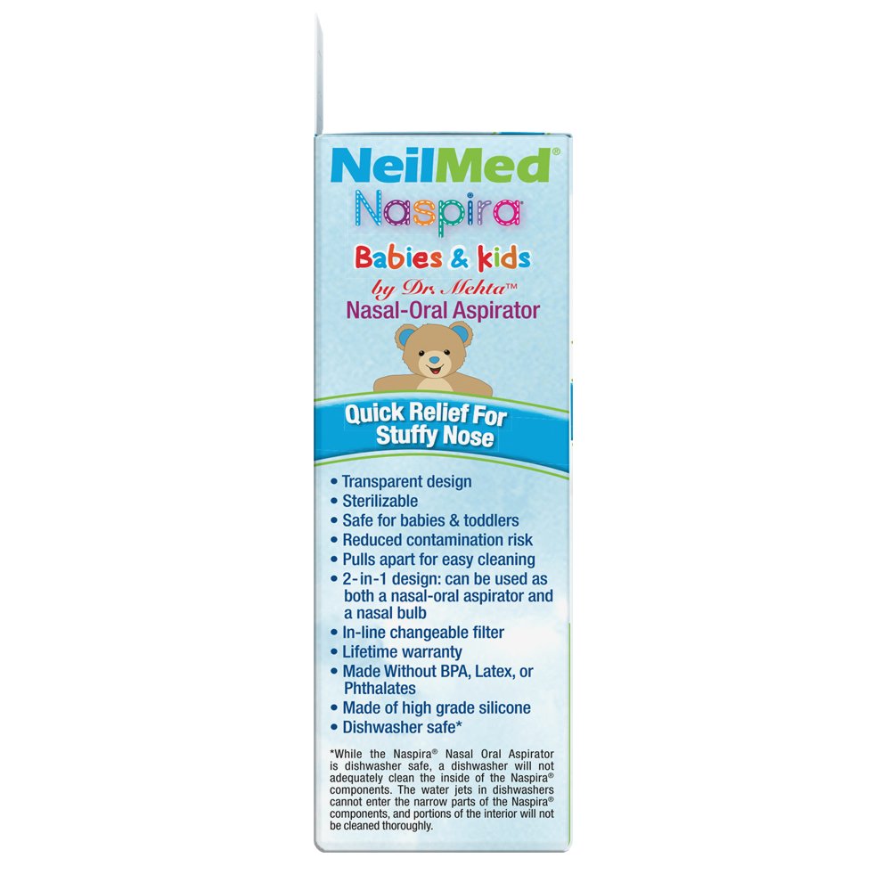 NeilMed Naspira baby-safe operation emphasizes baby-friendly materials and design.