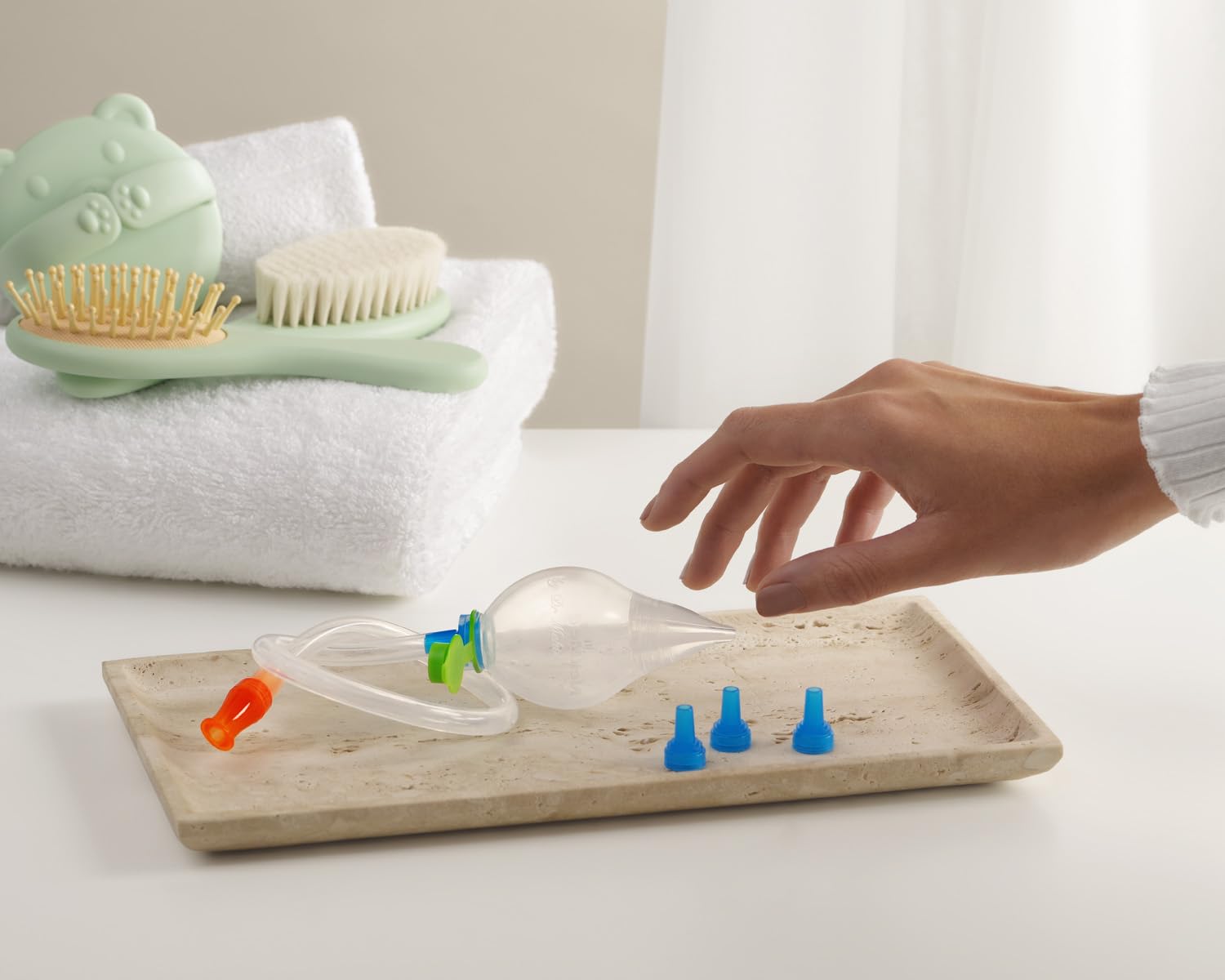 NeilMed Naspira one-way valve prevents backflow to protect baby comfort.
