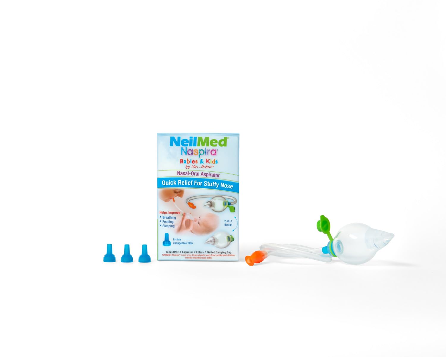 NeilMed Naspira transparent design allows easy visibility of mucus.