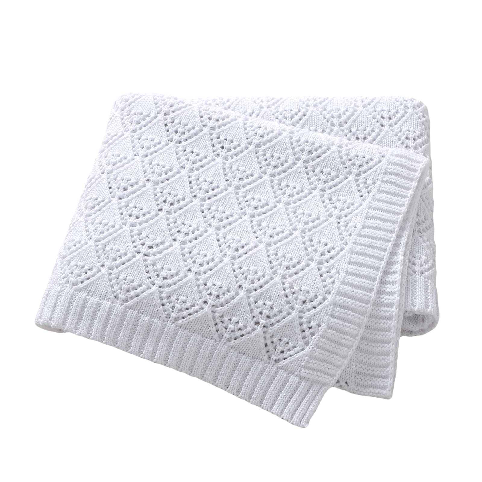 Neiwech cotton cellular baby blanket knitted swaddle offers gentle warmth