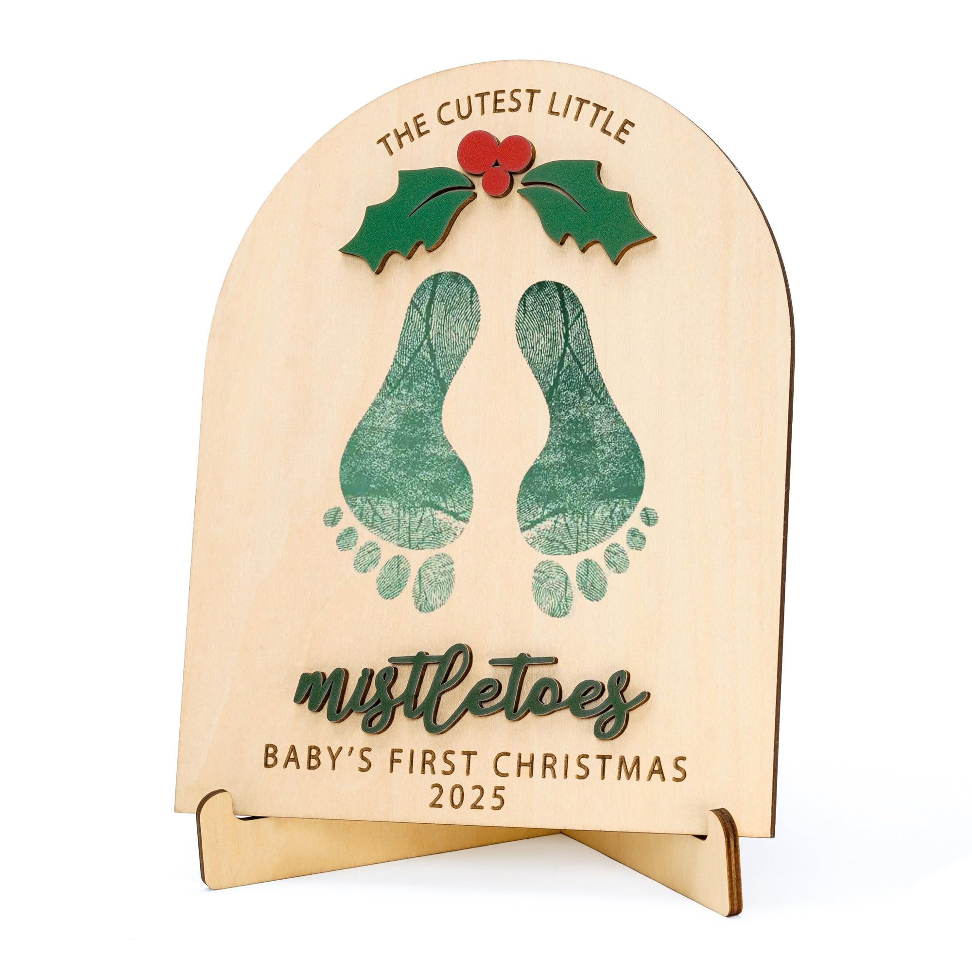 NELXI baby's first Christmas wooden footprint ornament for timeless nursery keepsakes