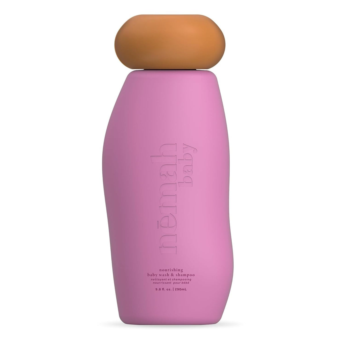 Nemah baby wash-shampoo bottle demonstrates gentle 2-in-1 formula for delicate skin.
