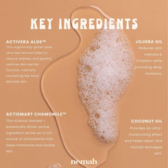 Nemah baby wash-shampoo lather reveals silky, tangle-free hair after cleansing.