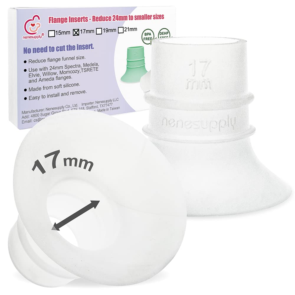 NENESUPPLY 17mm flange insert shows cross-brand compatibility for comfortable pumping across popular flanges.