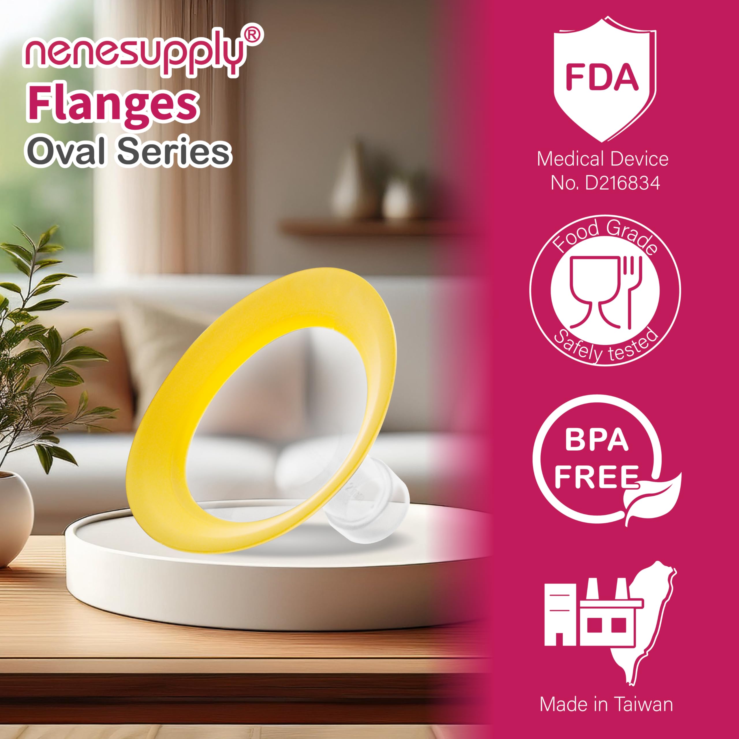 NENESUPPLY 19mm oval-flanges soft rims highlight skin-friendly contact.