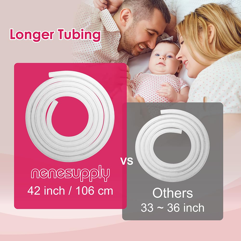 Nenesupply tubing displays 42-inch length for comfortable pumping reach.
