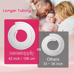 Nenesupply tubing displays 42-inch length for comfortable pumping reach.