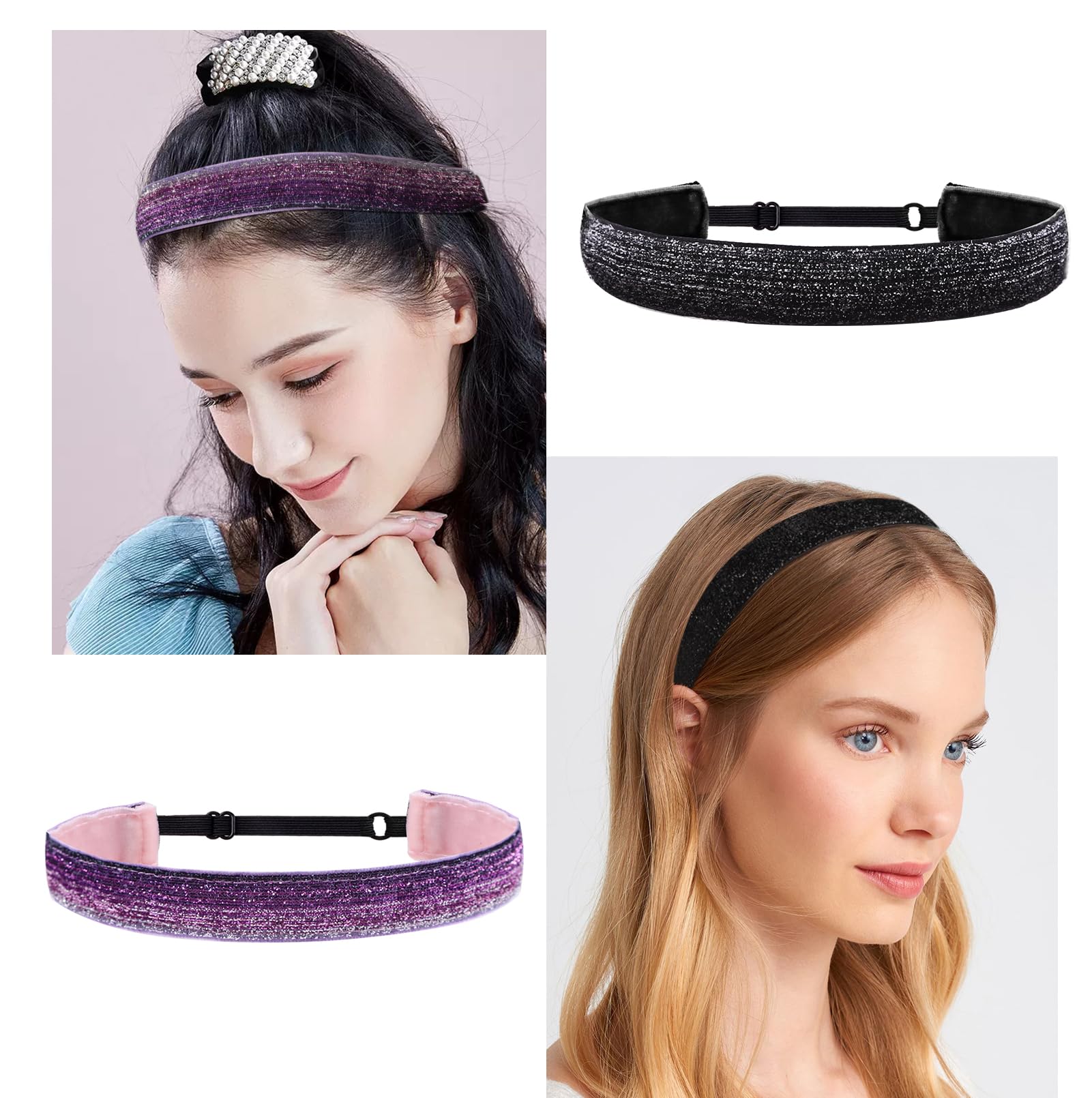 Nenjindz glitter headbands adjustable-fit to different head sizes