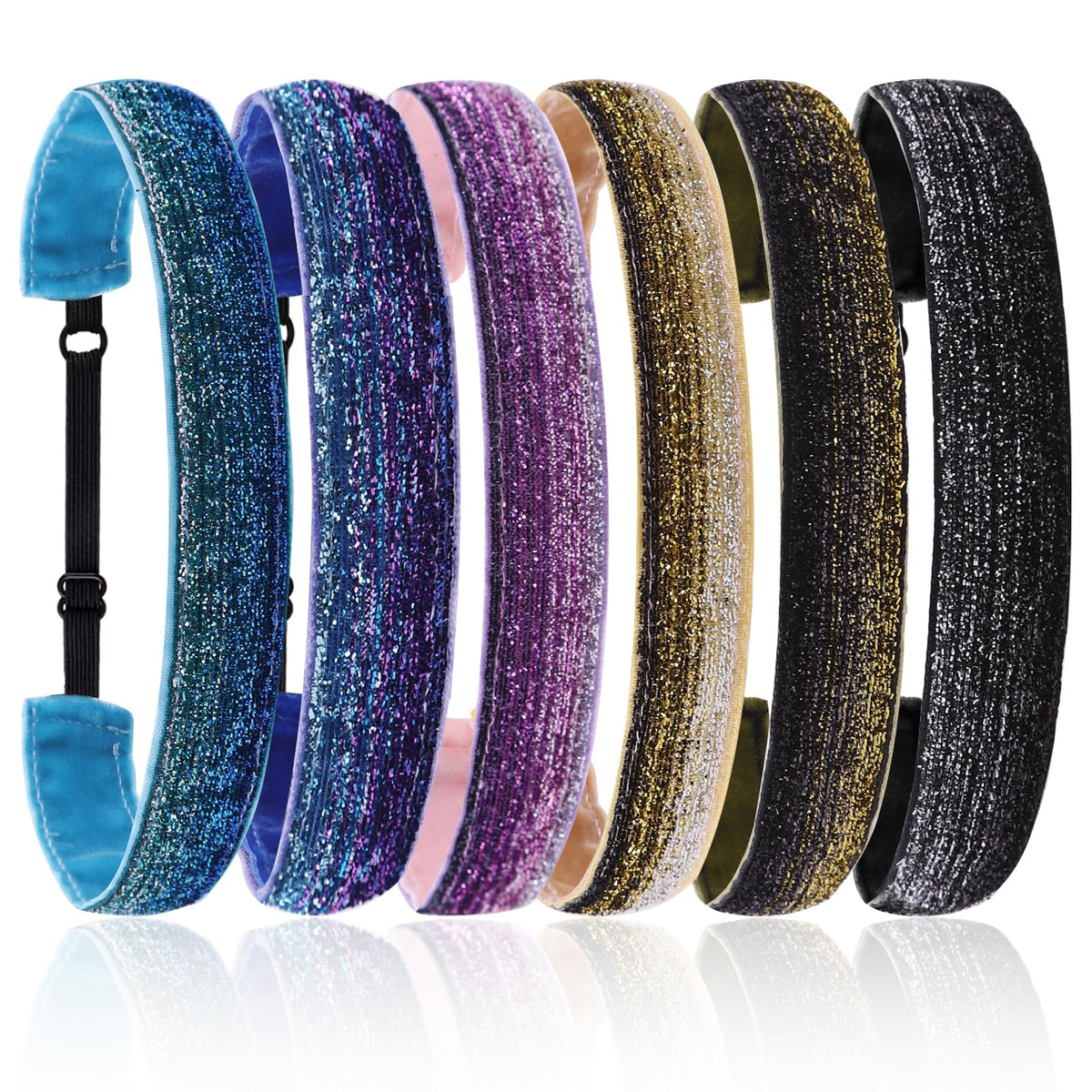 Nenjindz glitter headbands pack6 front view for coordinated party styling