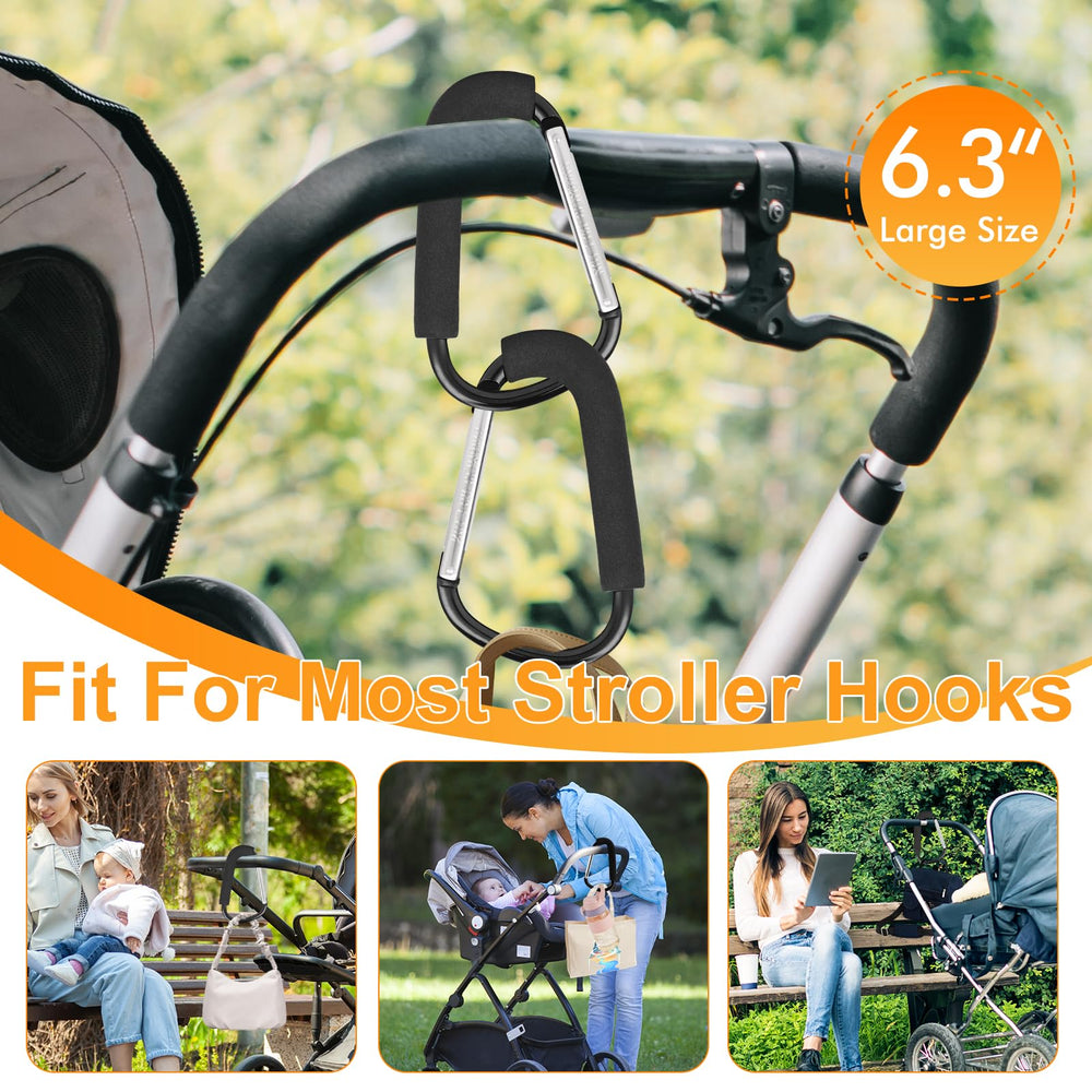 NEOACT foam-handled hook shows comfortable grip and stroller protection.