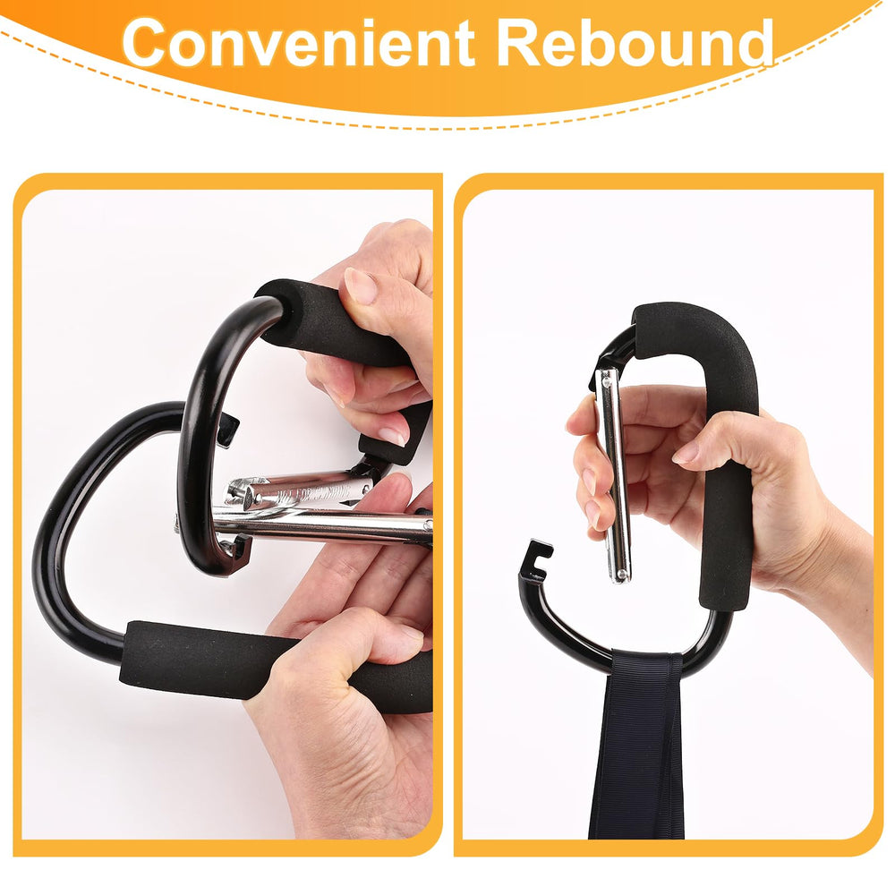 NEOACT universal-compatibility hooks fit various strollers, wheelchairs, and bikes.