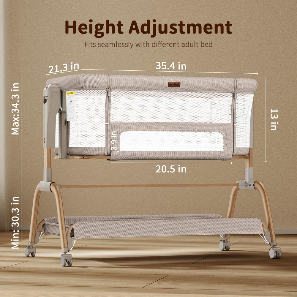 NeoBorn 360° lockable wheels enable easy movement and stable positioning.