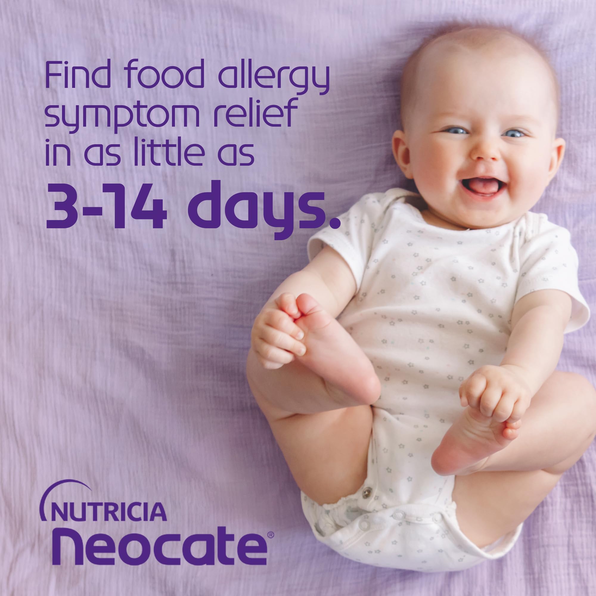 Neocate Infant prepared formula in glass shows ready-to-use option.