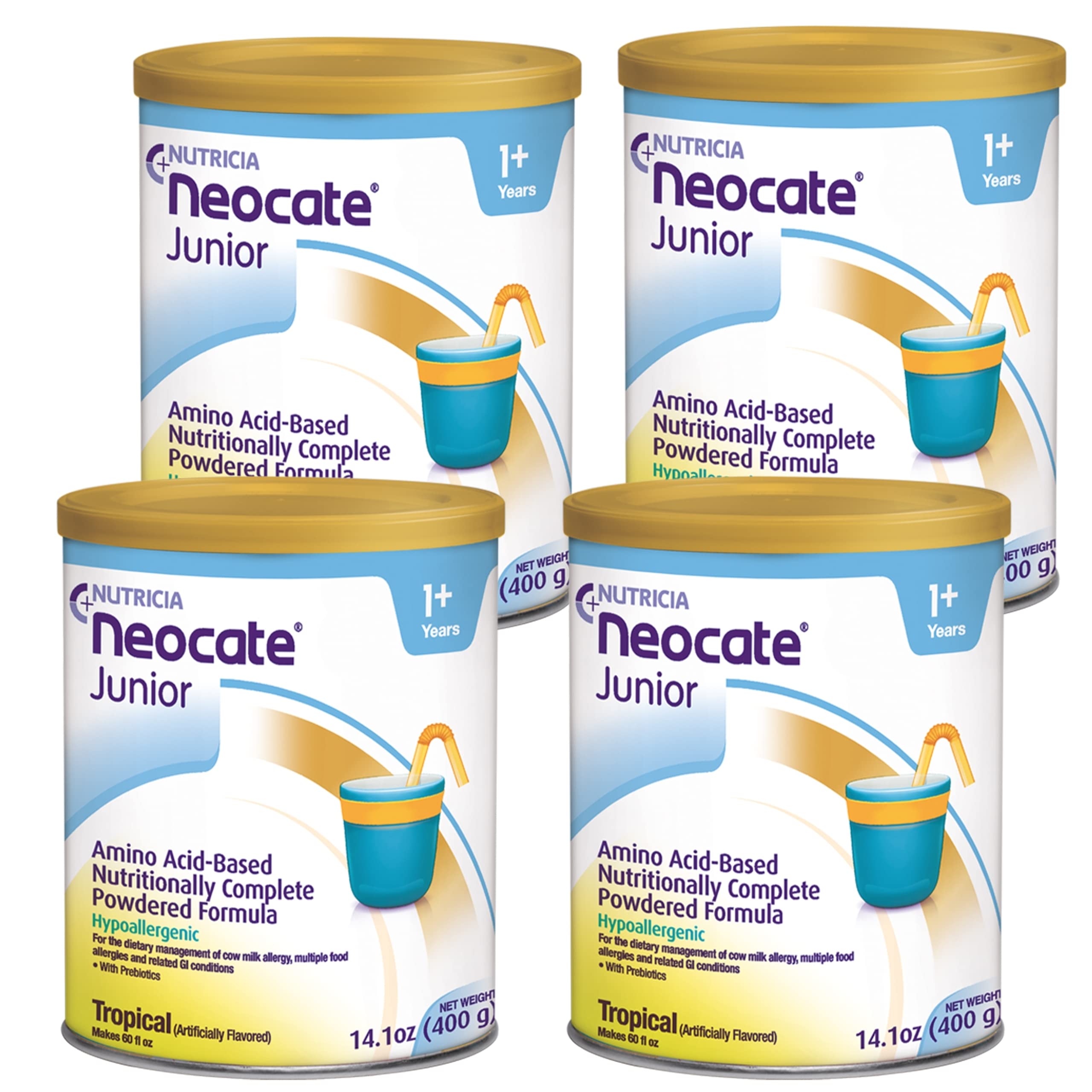Neocate Junior tropical can, dairy-free amino acid formula, supports growth with allergen-free nutrition