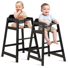 Neoflavie 2-pack high chair side view, durable pine build for everyday dining.