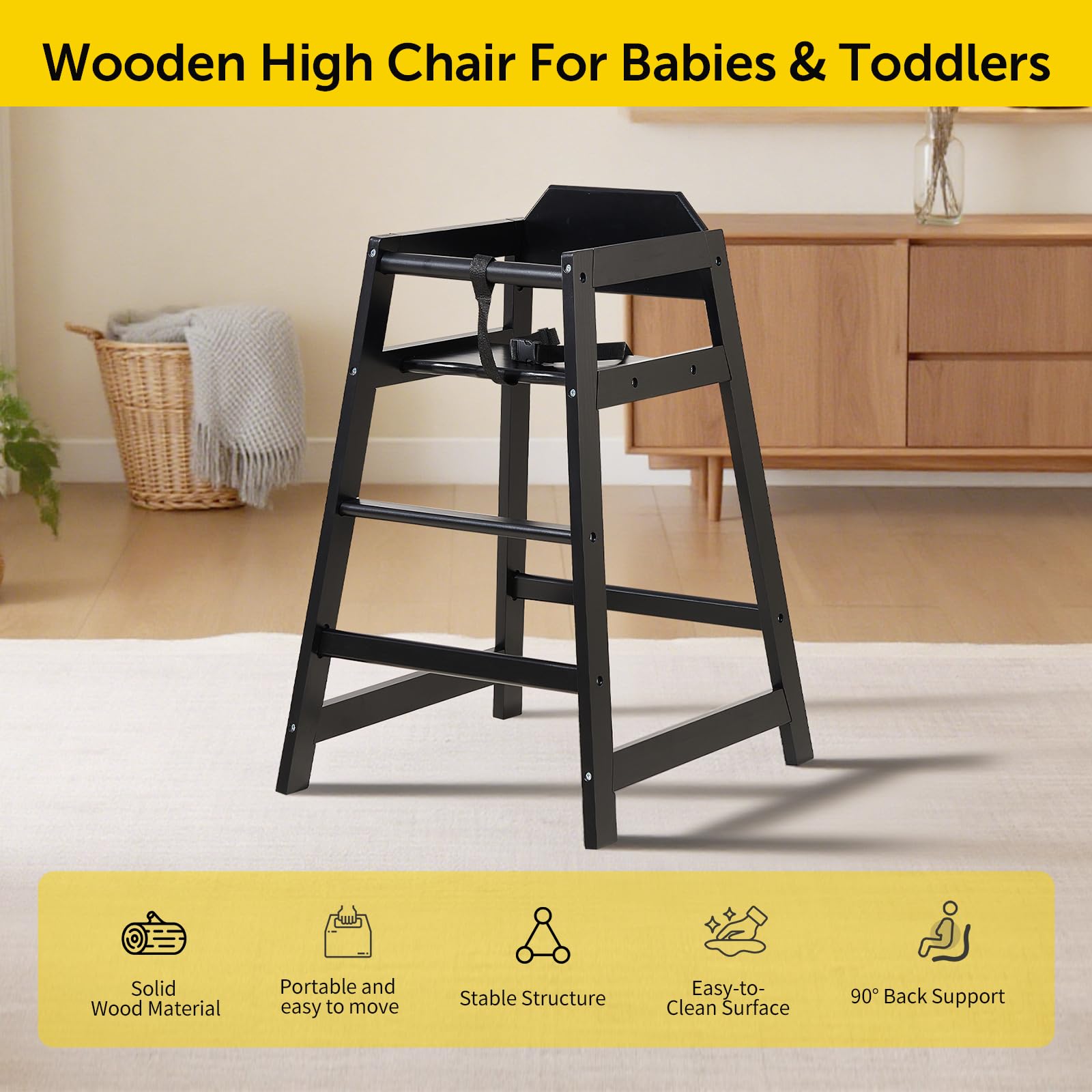 Neoflavie high chair detachable parts enable quick cleaning after meals.