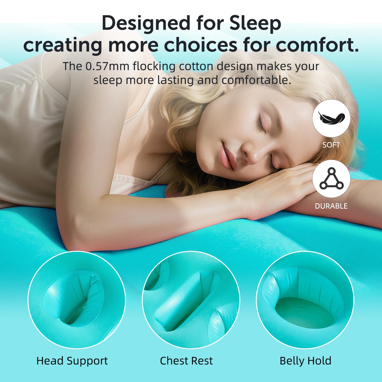 Neoflavie pillow three-hole design supports belly head and arms for versatile use