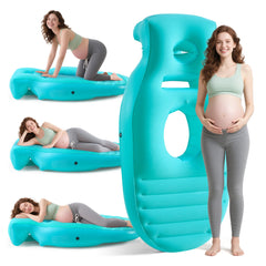 Neoflavie inflatable pregnancy pillow angled view shows elevated belly support for comfort