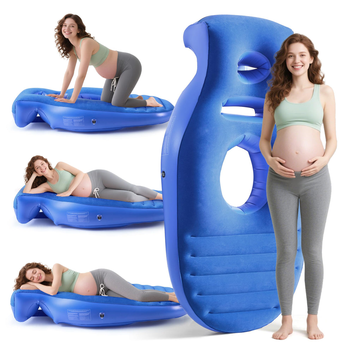 Neoflavie inflatable pregnancy pillow belly-elevated-setup provides elevated belly support for back relief.