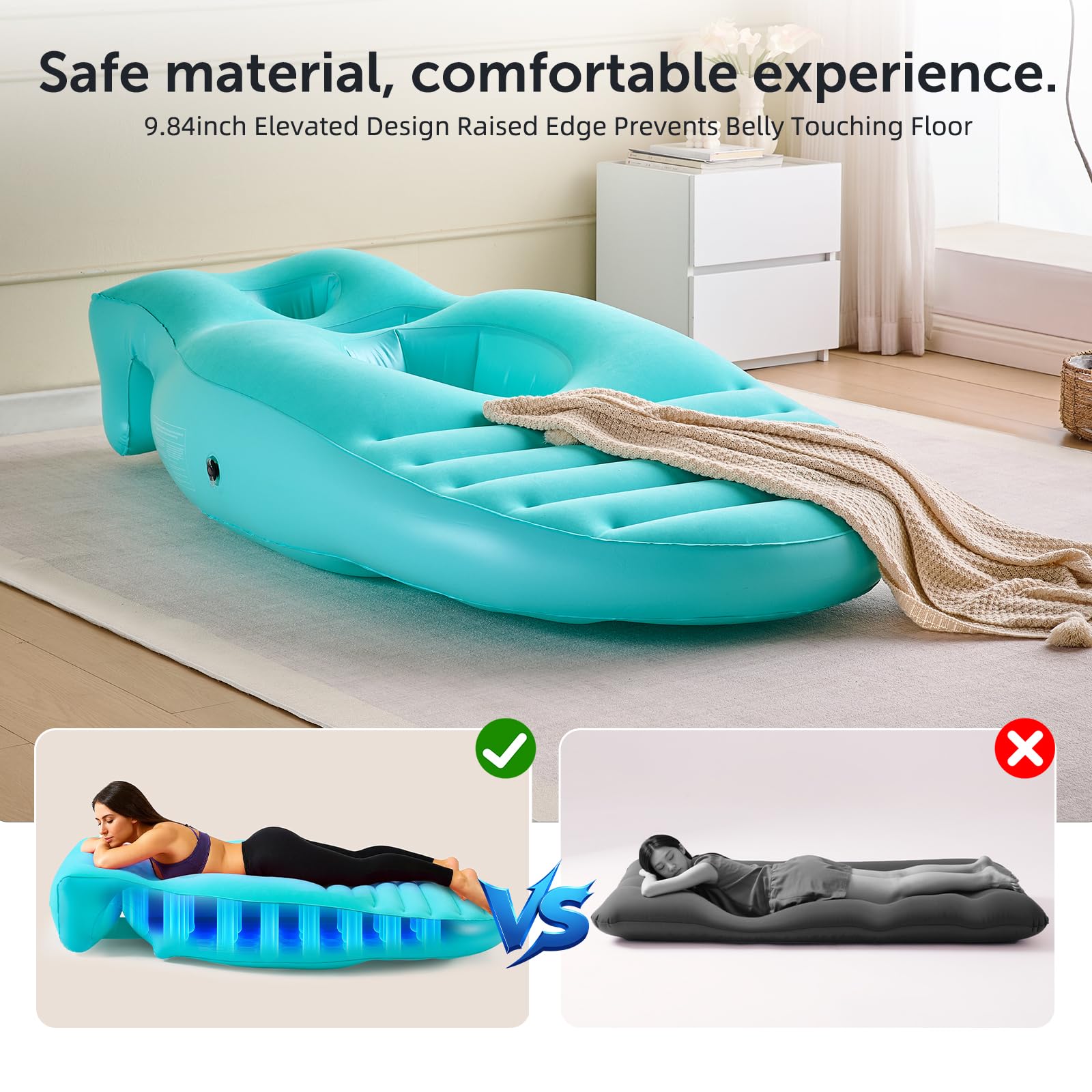 Neoflavie inflatable pillow folded for travel and portability