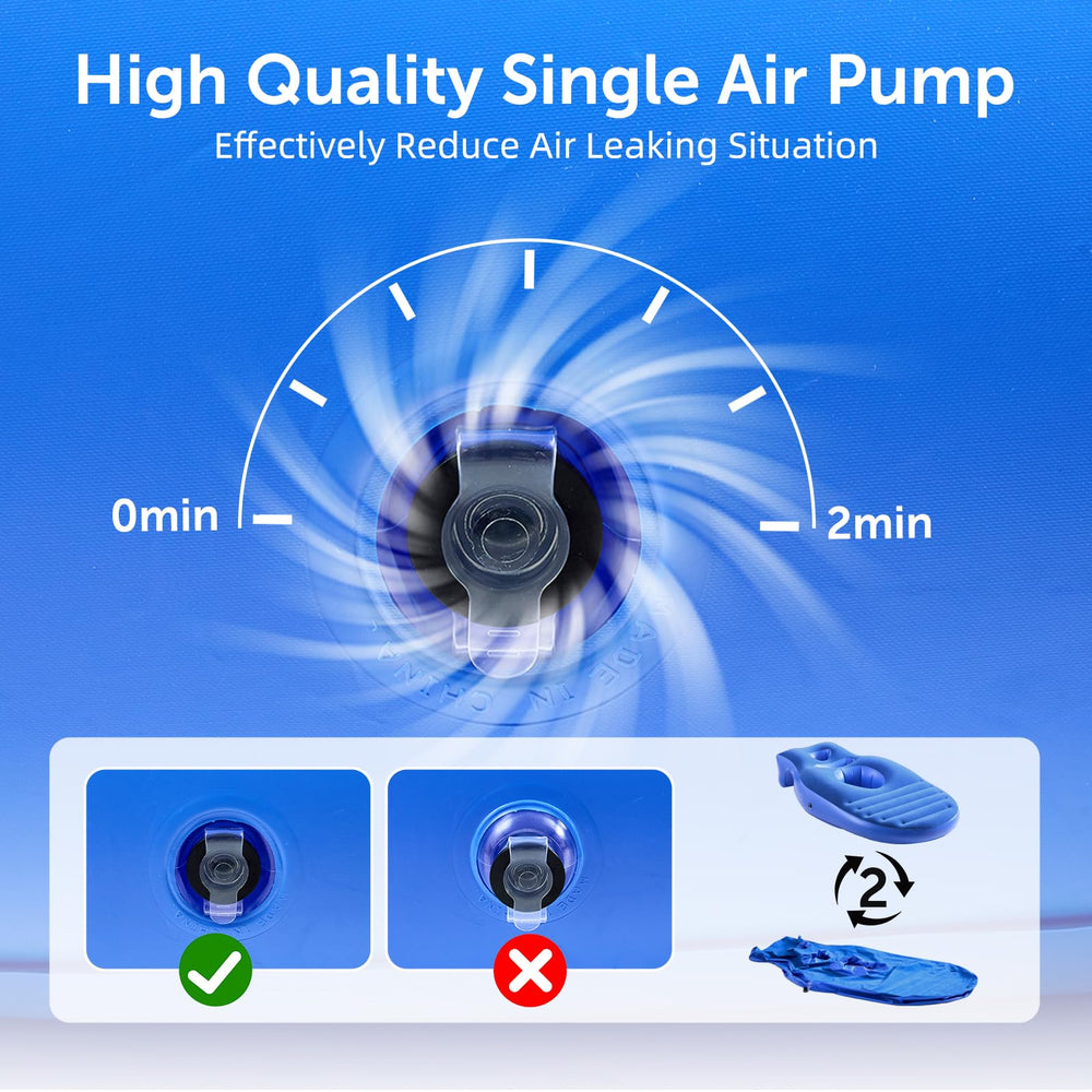 Neoflavie inflatable pillow pump-inflation enables quick setup.