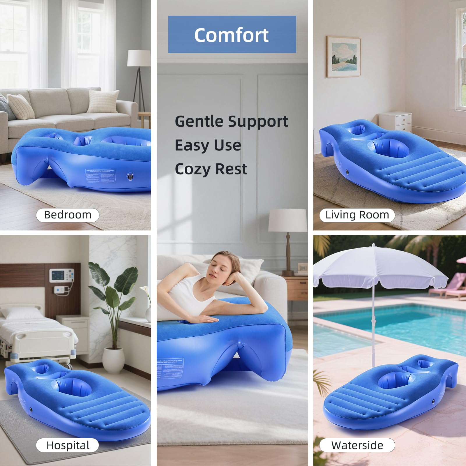 Neoflavie inflatable pillow soft-cover maintains plush feel.