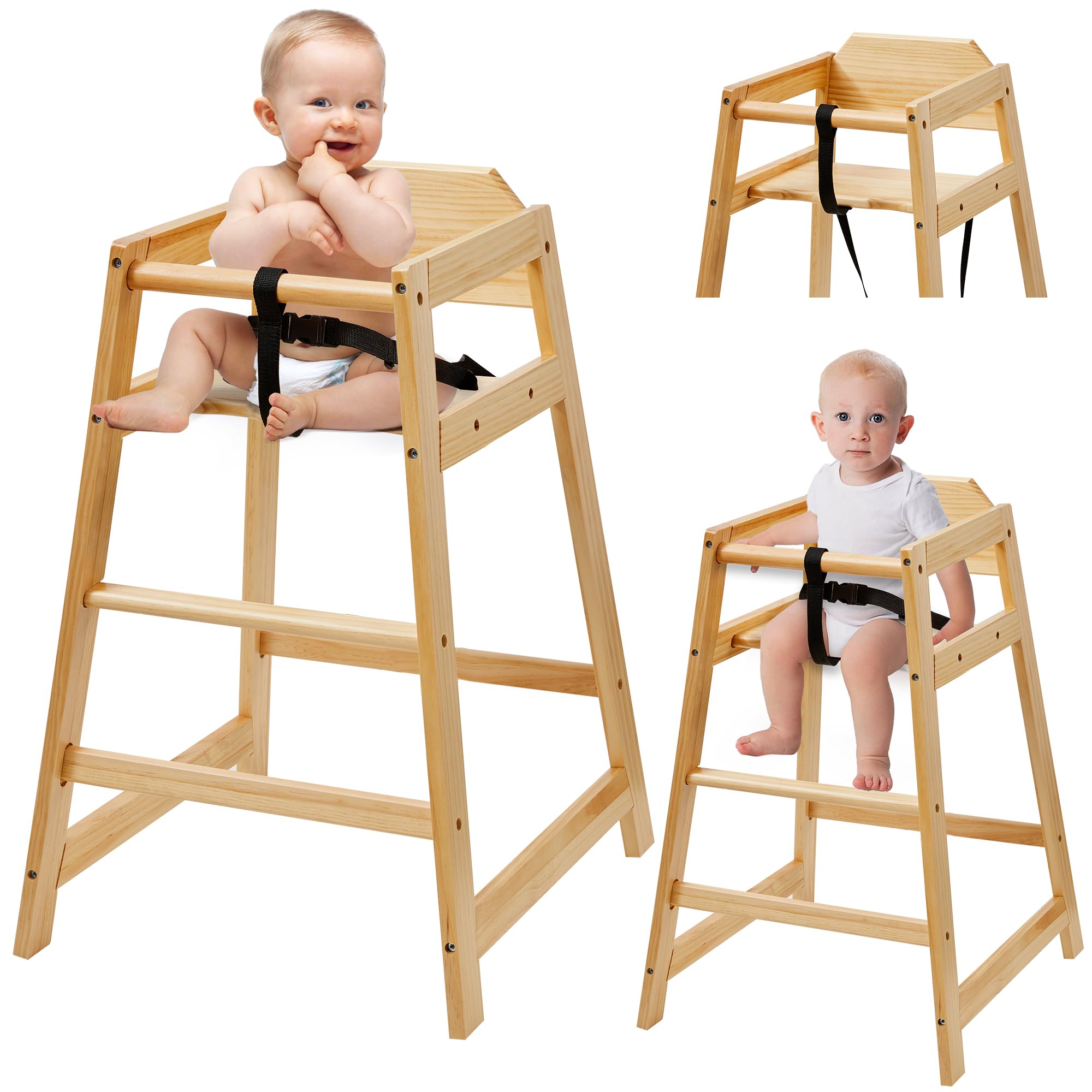 Neoflavie wooden high chair assembly and setup showing sturdy frame for safe dining