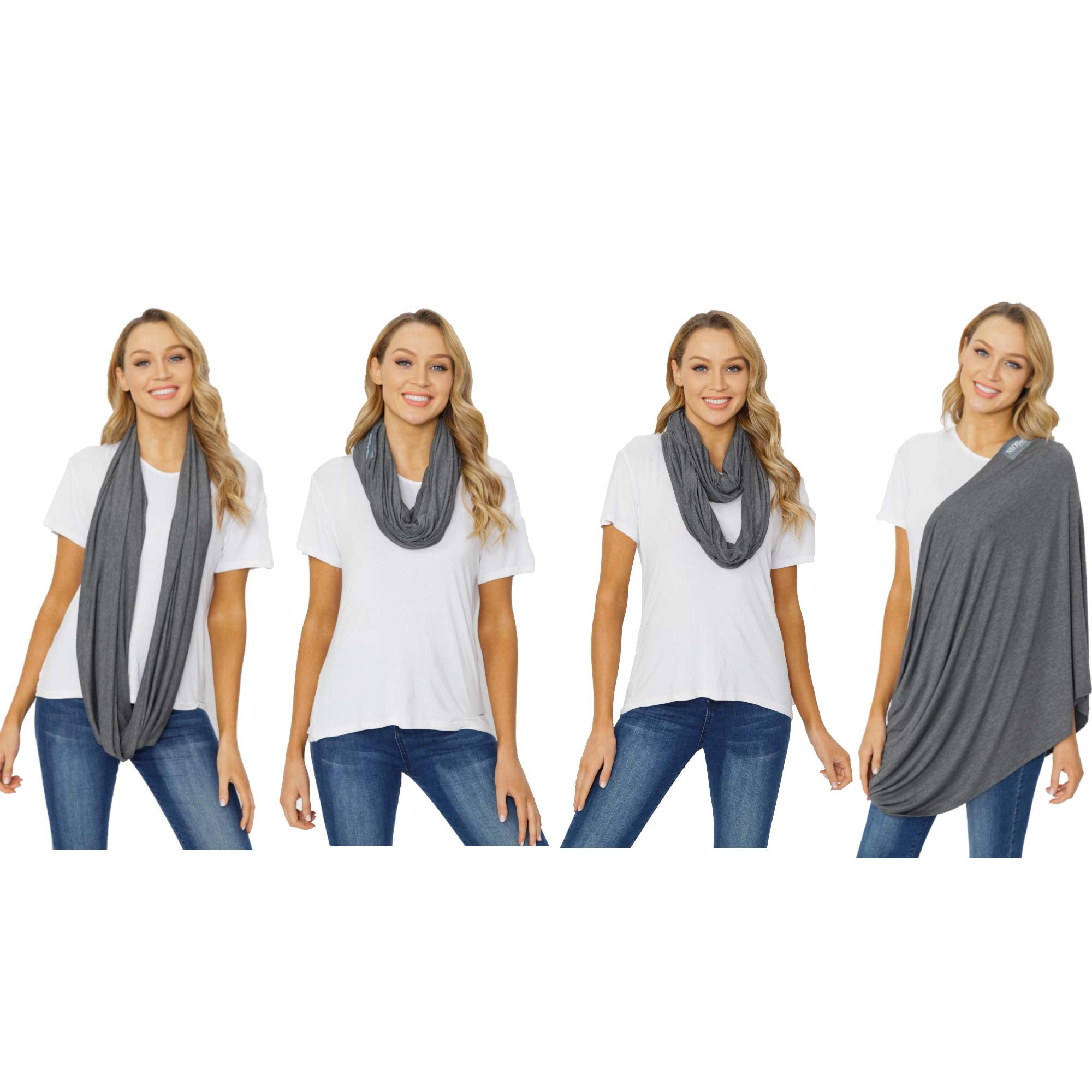 NeoTech Care breastfeeding scarf demonstrates multi-use styling for on-the-go moms.