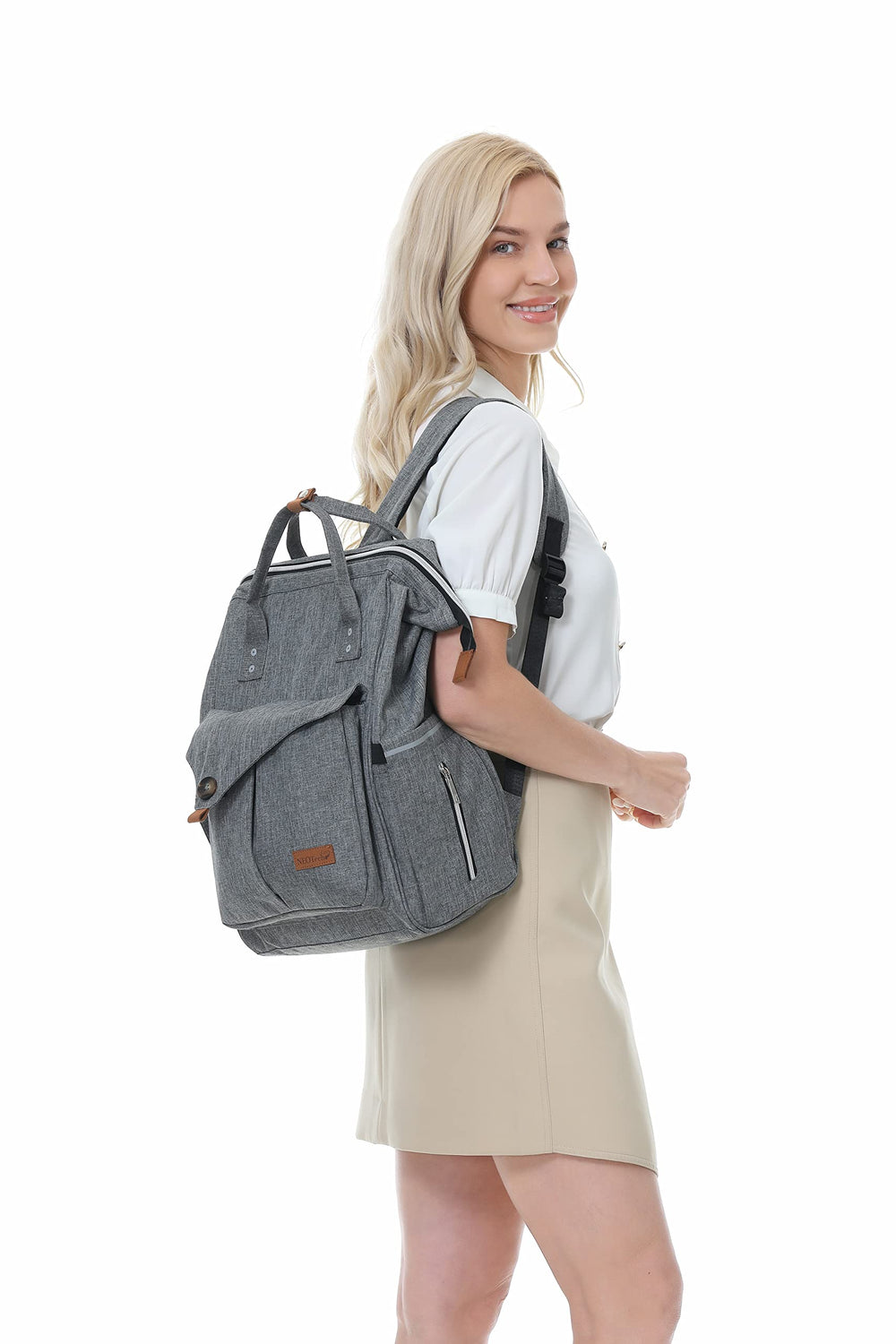 NeoTech Care diaper bag backpack gray anti-theft back pocket secure storage