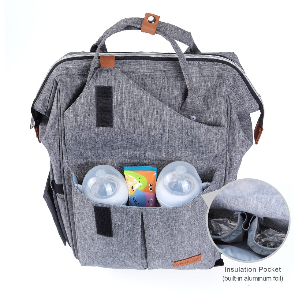NeoTech Care diaper bag backpack gray foldable changing pad for on-the-go changes