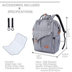 NeoTech Care diaper bag backpack gray main compartment organized for baby items