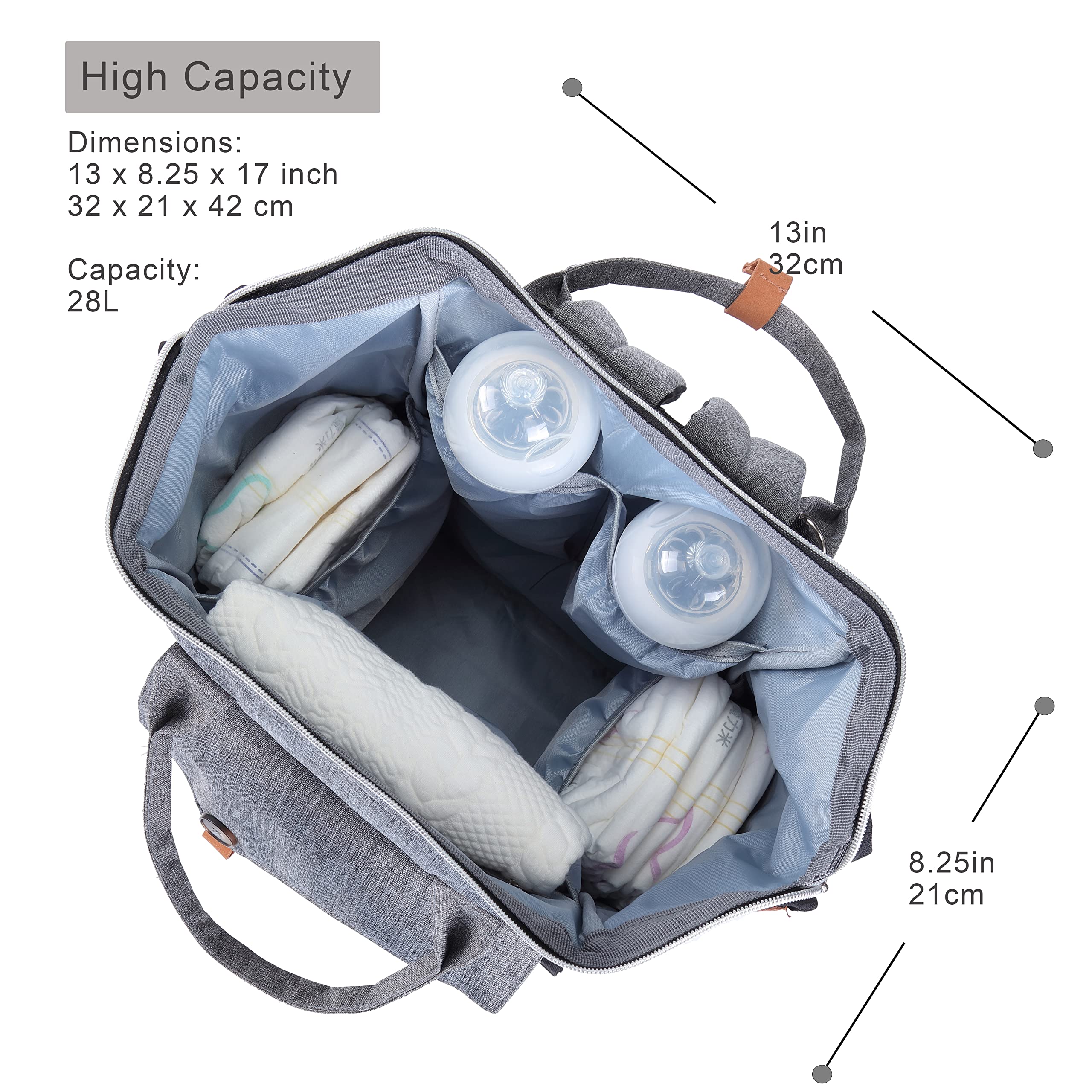 NeoTech Care diaper bag backpack gray detachable stroller straps in use