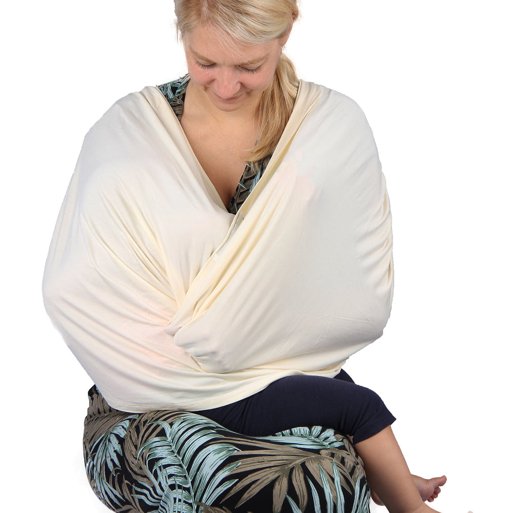 NeoTech Care nursing-cover setup demonstrates easy drape and secure coverage.