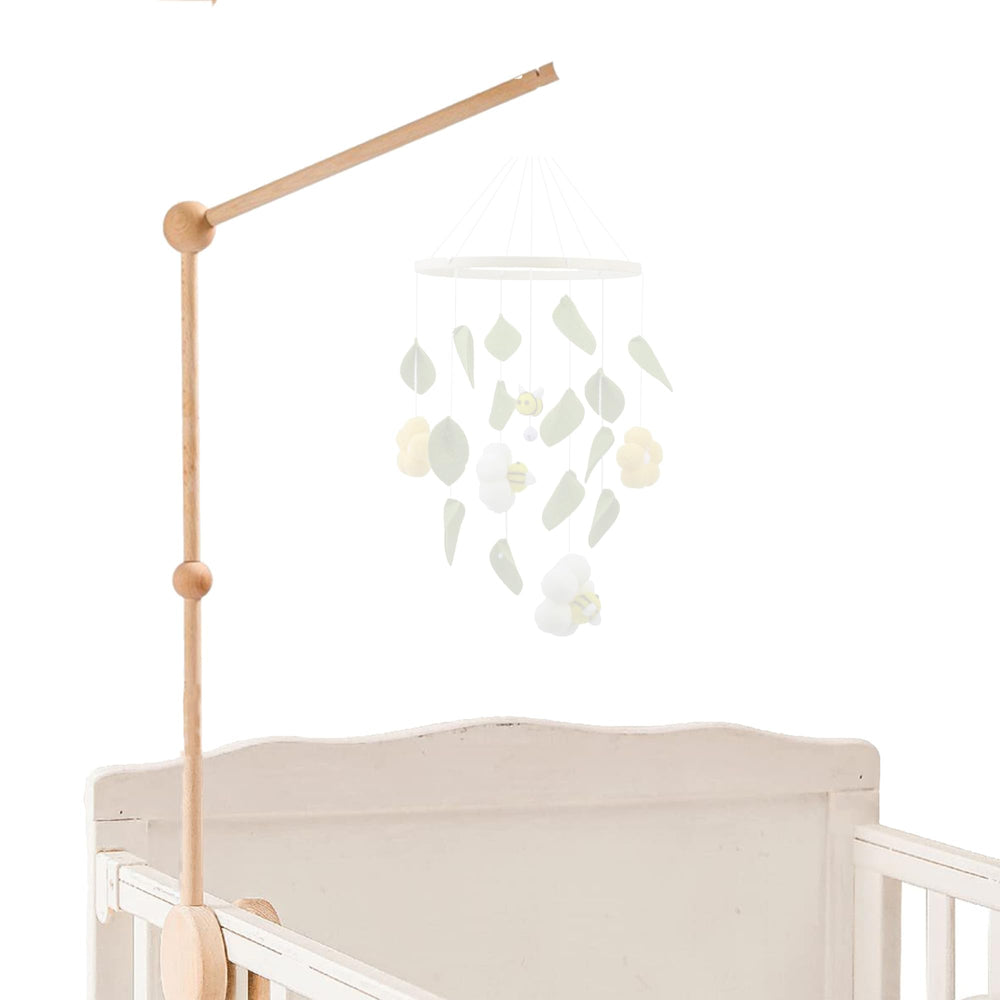 Nerdichic 30-inch wooden crib mobile arm close-up in beech with a safe matte finish