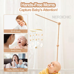 Nerdichic bassinet flower mobile brightens small spaces with calming visual focus.