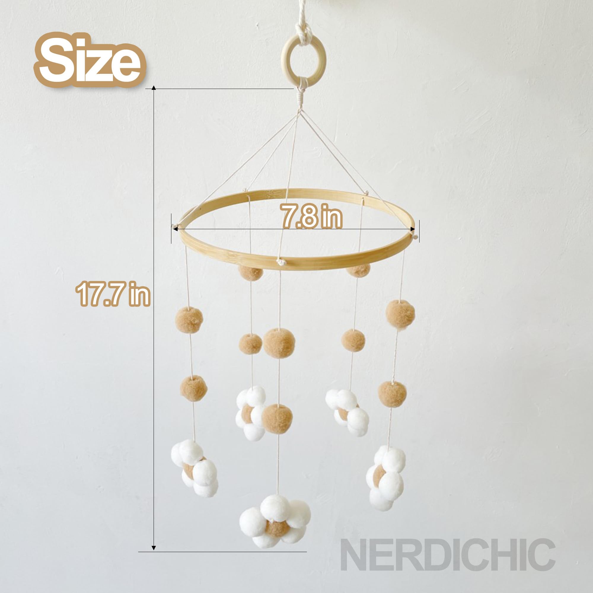 Nerdichic boho nursery mobile in neutral tones complements any crib décor.