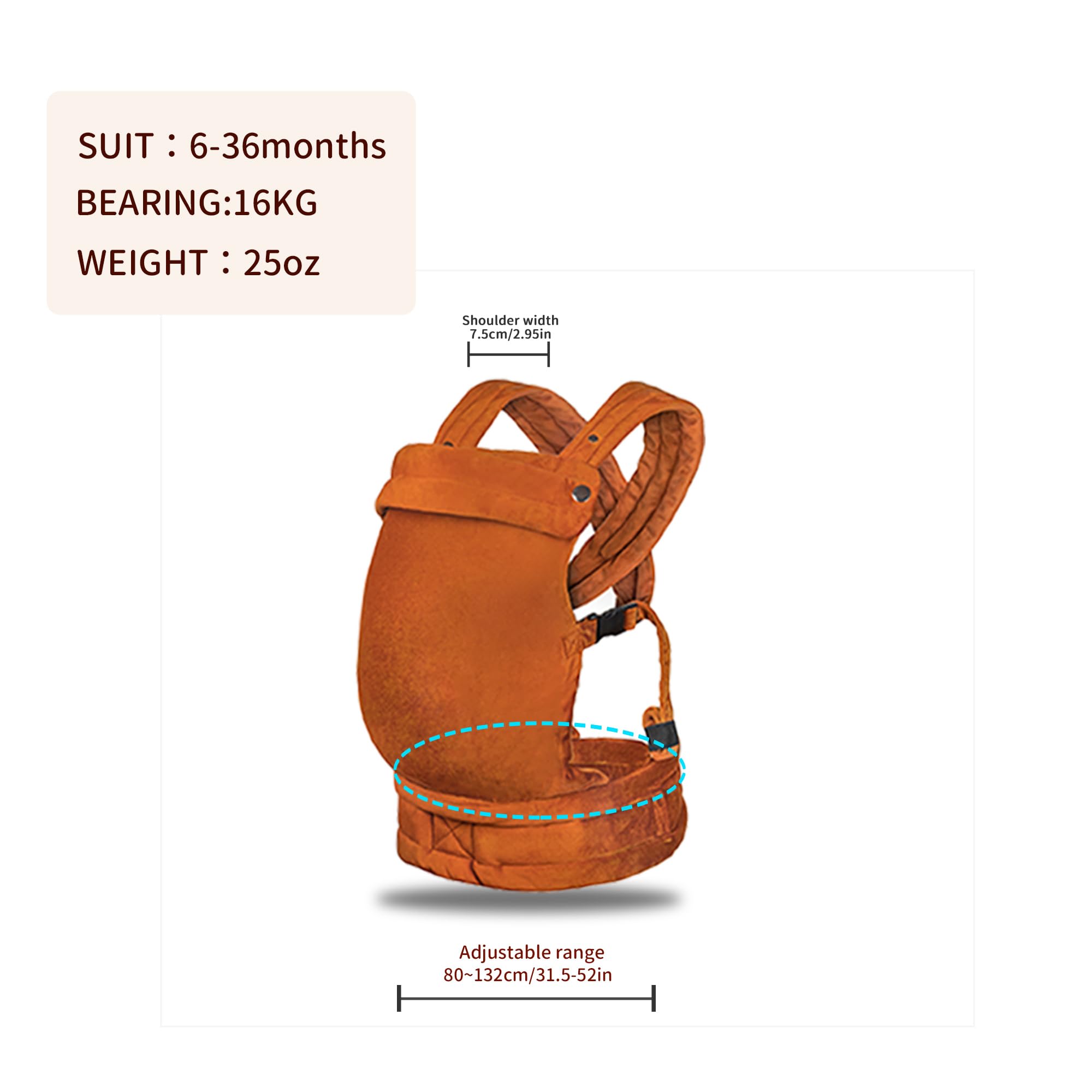 NEST BLANCHE ergonomic M-shape design supports growing baby with secure fit