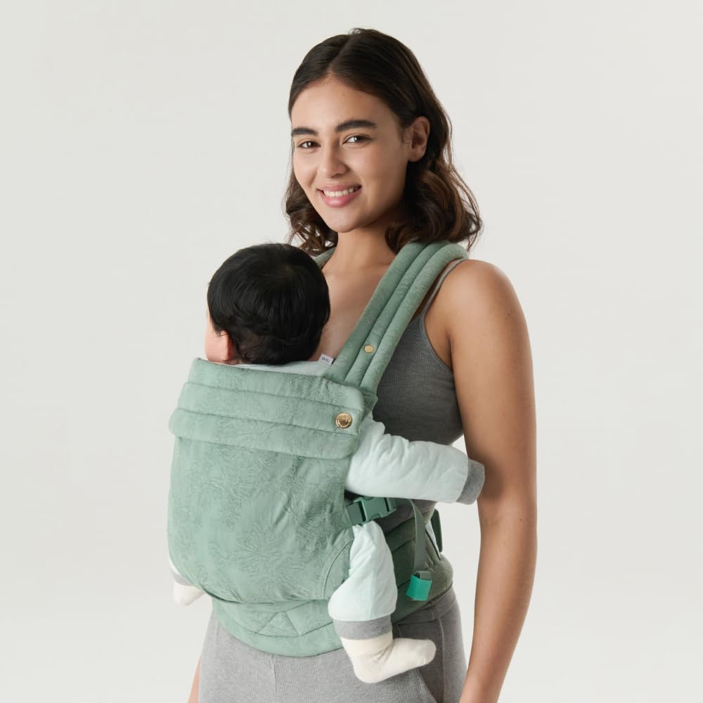 NEST BLANCHE baby carrier teal back view supports secure wearing across activities