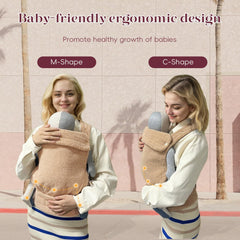 Nest Blanche ergonomic baby carrier worn by parent shows hands-free convenience during strolls.