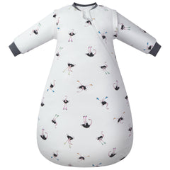Nest Designs organic cotton sleep bag close-up fabric showing 1.0 TOG for sensitive-skin comfort.