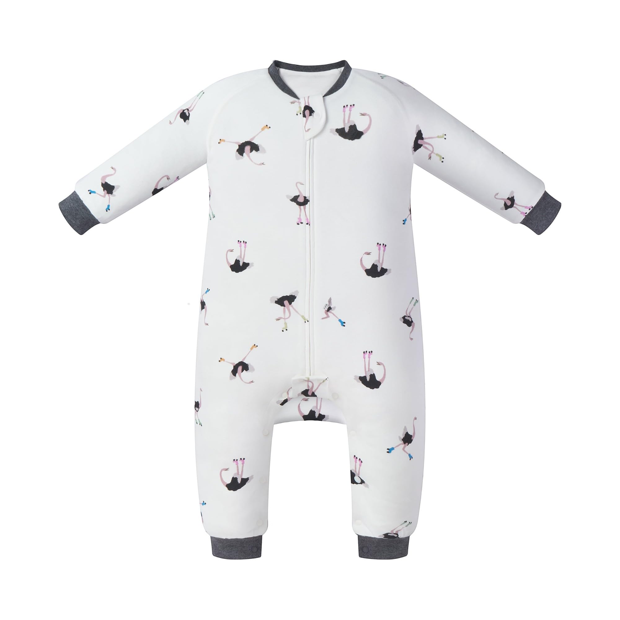 Nest Designs sleeve-footed sleep bag front view shows soft organic cotton for year-round comfort.