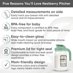 Nestberry breast milk pitcher measurement scale supports accurate foremilk and hindmilk portions