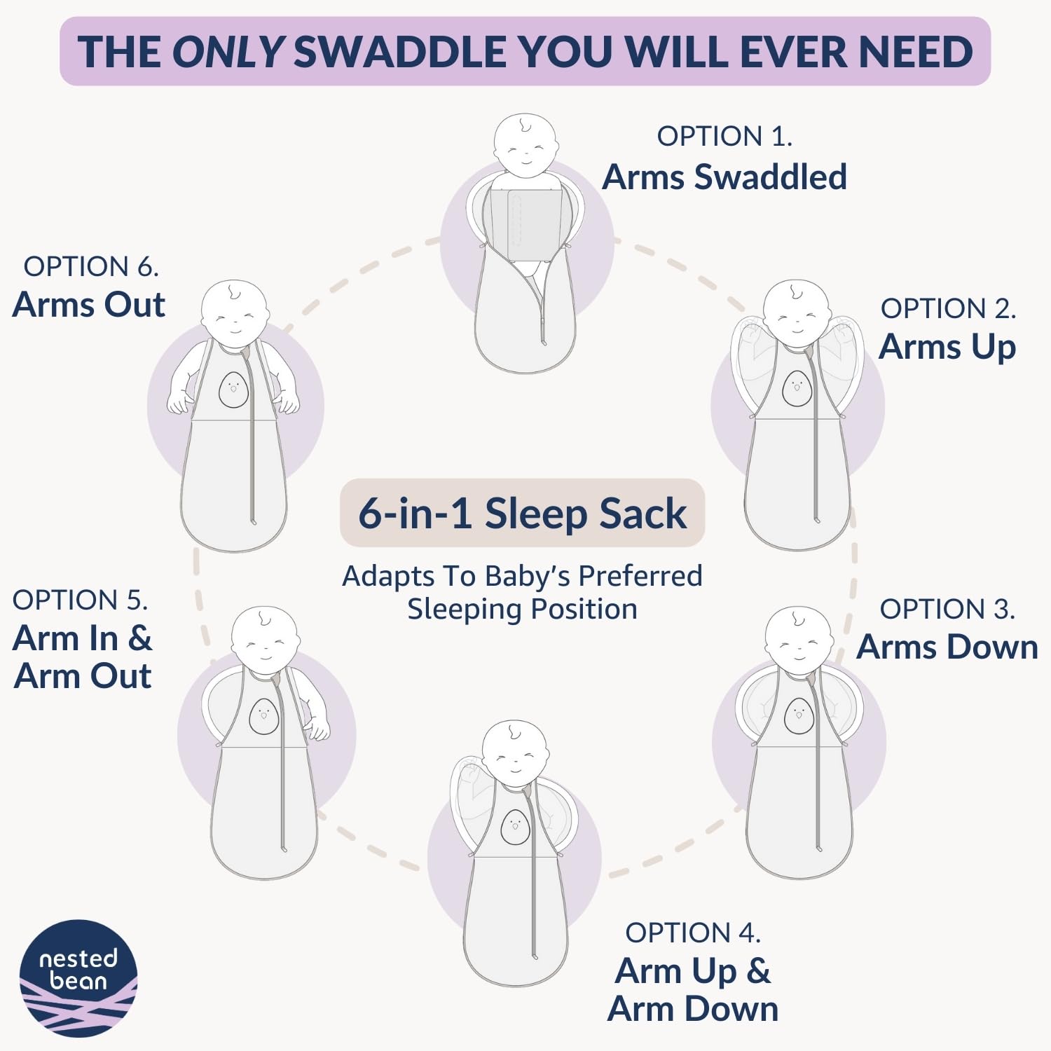 Nested Bean Air unweighted sage swaddle supports gentle transition and secure feel
