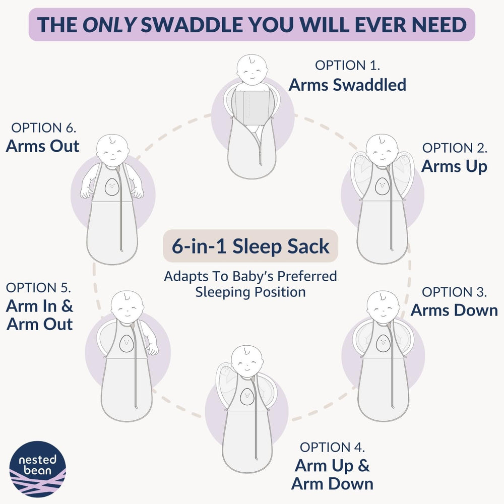 Nested Bean Air unweighted sage swaddle supports gentle transition and secure feel