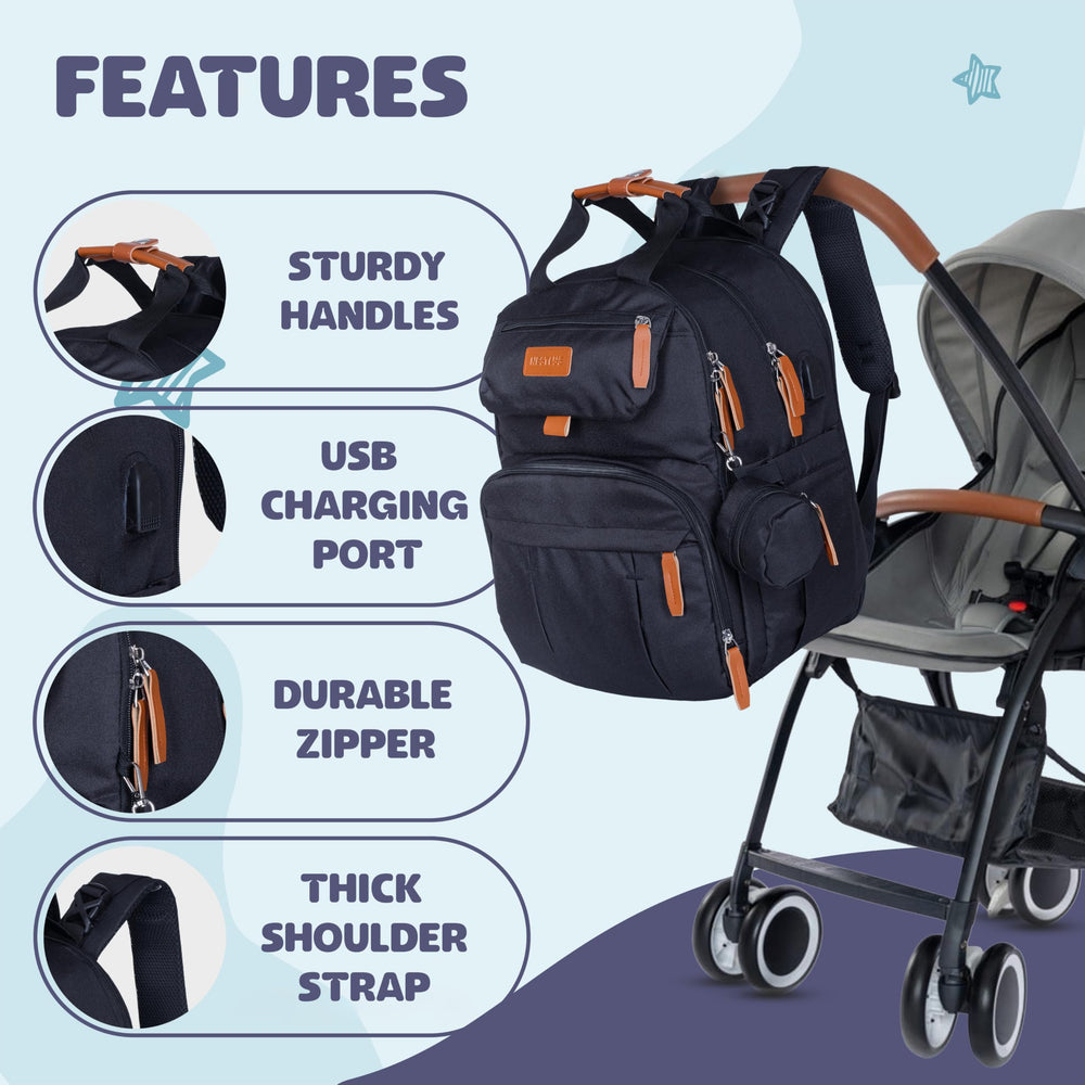 Nestlys Expandable Diaper Bag Backpack inner compartments reveal easy baby-essentials organization.